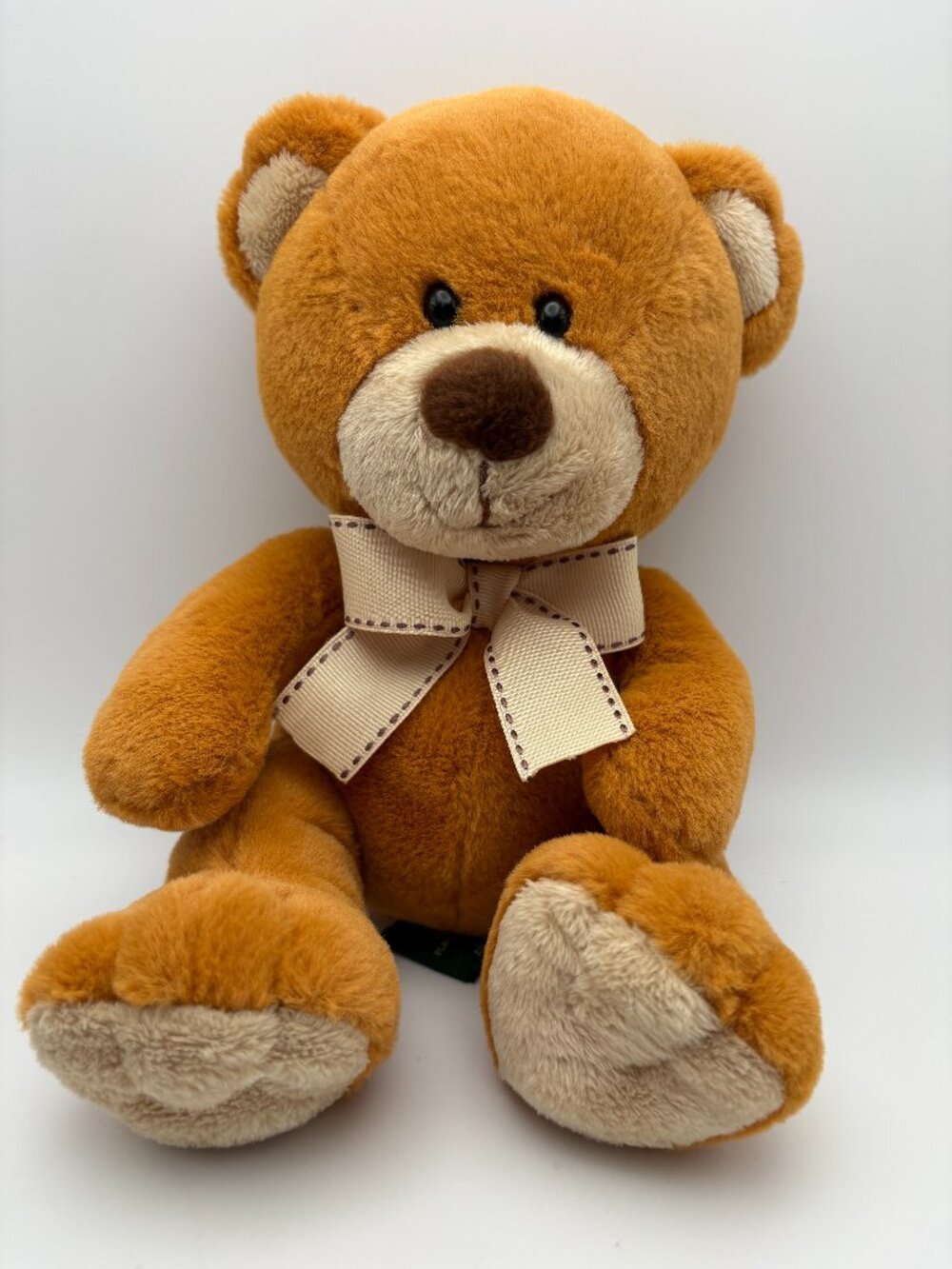 Russ Berrie Soft Brown Tan "GORDY" Teddy Bear 10" Tan Bowtie (SKU: 892TO)